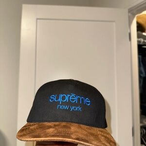 Supreme Black and Brown Cap with Blue Logo